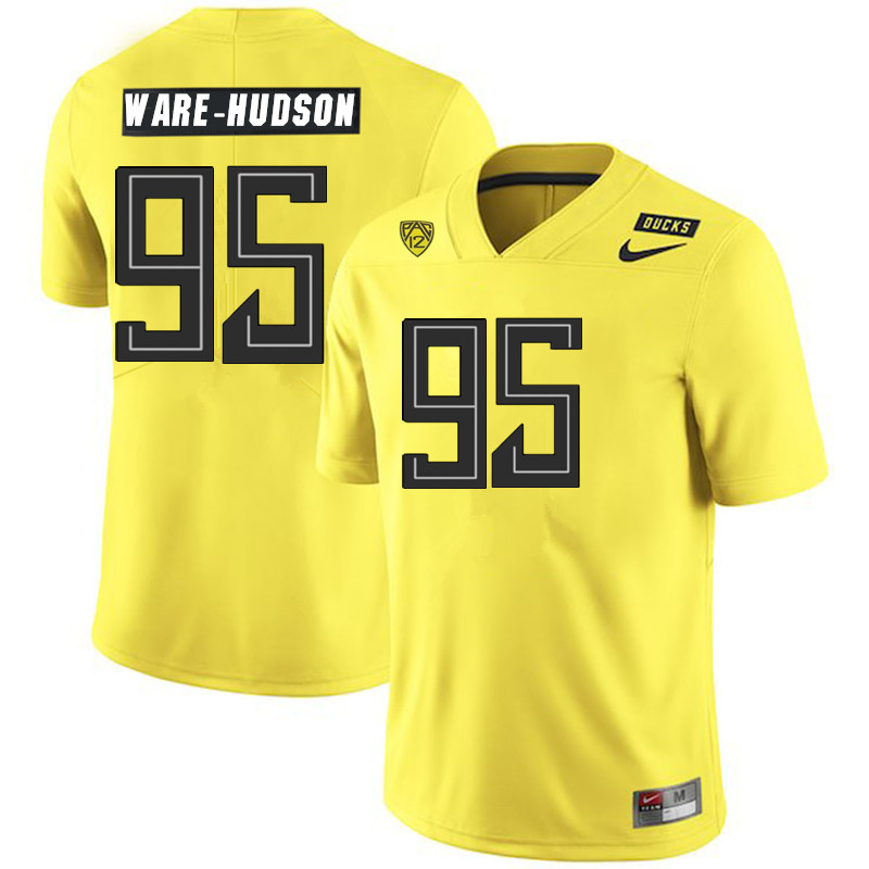 Men #95 Keyon Ware-Hudson Oregon Ducks College Football Jerseys Sale-Yellow - Click Image to Close